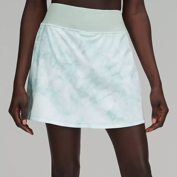 LULULEMON PACE RIVAL SKIRT/SKORT EXTRA LONG-DIAMOND DYE WHITE SHEER BLUE SILVER - Picture 7 of 16